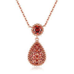 S925 Rose Gold Silver Garnet Necklace