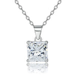 S925 Silver Square Zircon Crystal Necklace