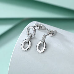 925 Silver Asymmetrical Hoop Set