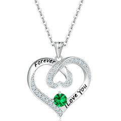 S925 Silver Letter Sapphire Heart Necklace