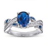 925 Silver Blue Sapphire Wedding Band