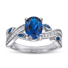 925 Silver Blue Sapphire Wedding Band