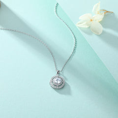 S925 Silver Round Dial Pendant Necklace