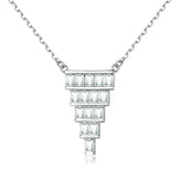 S925 Silver Fan Cut Zircon Pendant Necklace