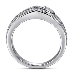 925 Silver Double Row Heart CZ Ring