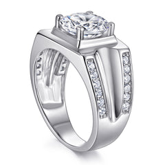 S925 Bold Men's CZ Band - Wide Statement Ring