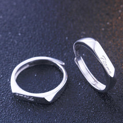 S925 Ti Amo Couple Rings - Adjustable Silver Bands