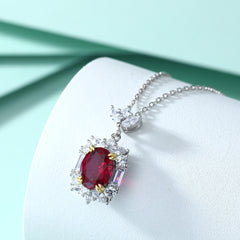 S925 Silver Ruby Garnet Pendant Necklace
