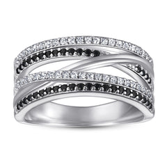 925 Silver 5-Row Cubic Zirconia Ring
