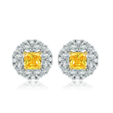 S925 Silver Yellow Zircon Flower Studs