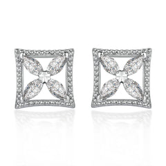 S925 Silver Marquise Clover Studs