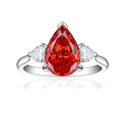 925 Silver 4ct Teardrop Flame Ice Ring