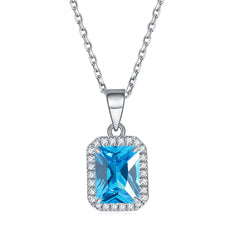 S925 Silver Rectangular Zircon Necklace
