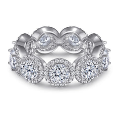 Tiffany Style CZ Ring - 925 Silver Full Eternity