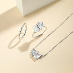 S925 Silver 2ct Square Zircon Necklace