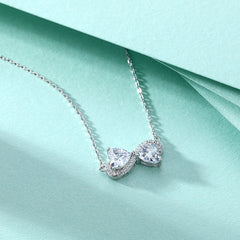 S925 Silver Double Heart Zircon Necklace