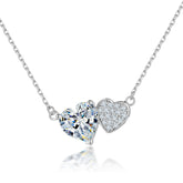 S925 Silver Double Heart Zircon Necklace
