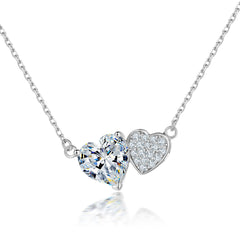 S925 Silver Double Heart Zircon Necklace