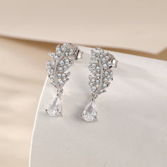 S925 Silver Leaf Drop Earrings