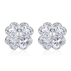 S925 Clover CZ Earrings - Luxe Silver Jewelry