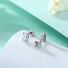 S925 Oval CZ Earrings - Minimalist Silver Studs