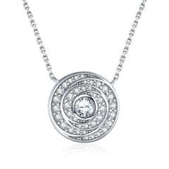 S925 Silver Round Dial Zircon Necklace
