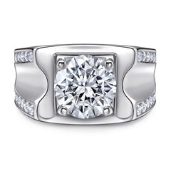 S925 Bold Men's CZ Band - Wide Statement Ring