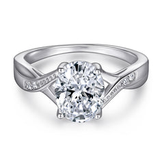 925 Silver Oval Pendant Necklace Ring Earrings Set