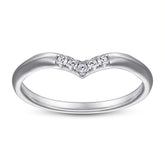 925 Silver V-Shaped CZ Wedding Band