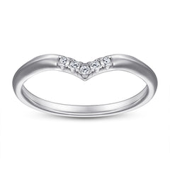 925 Silver V-Shaped CZ Wedding Band