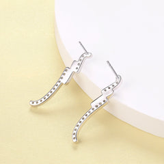 S925 Silver Long Zircon Dangle Earrings