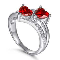 925 Silver Double Heart Halo