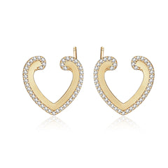 S925 Heart Stud Earrings - Trendy Silver Jewelry