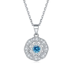 S925 Silver Peridot Zircon Solitaire Pendant Necklace