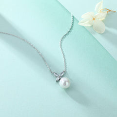 S925 Silver Pearl Clover Necklace
