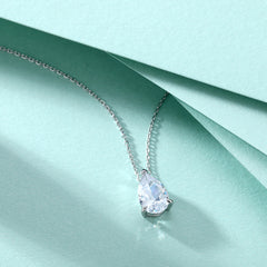 S925 Silver Pear Cut Zircon Necklace