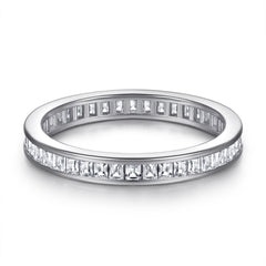 925 Silver T-Bar Ring - Full Circle CZ Band