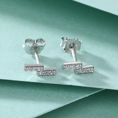S925 Silver Z Letter Zircon Stud Earrings