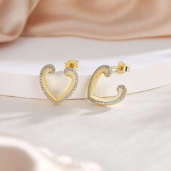 S925 Heart Stud Earrings - Trendy Silver Jewelry