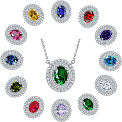 S925 Silver Oval Zircon Necklace