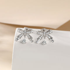 S925 Bow Earrings - Luxe Silver Drops