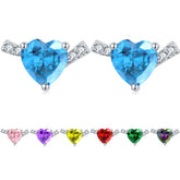 S925 Silver Heart Zircon Stud Earrings