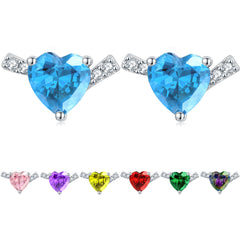 S925 Silver Heart Zircon Stud Earrings