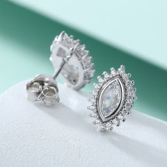 S925 Sunflower CZ Earrings - Vintage Silver Jewelry