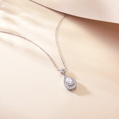 S925 Silver Pear Zircon Pendant Necklace