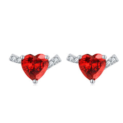 S925 Silver Heart Zircon Stud Earrings