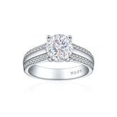 925 Silver 2ct Half Band Flame Ice Ring