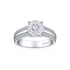 925 Silver 2ct Half Band Flame Ice Ring