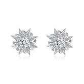 S925 Silver Sunflower Star Studs