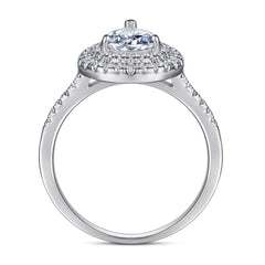 S925 Pear CZ Solitaire Ring - Tiffany Style